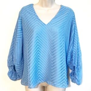 🆕 Favlux poof sleeve v neck pullover balloon long sleeve blouse top textured